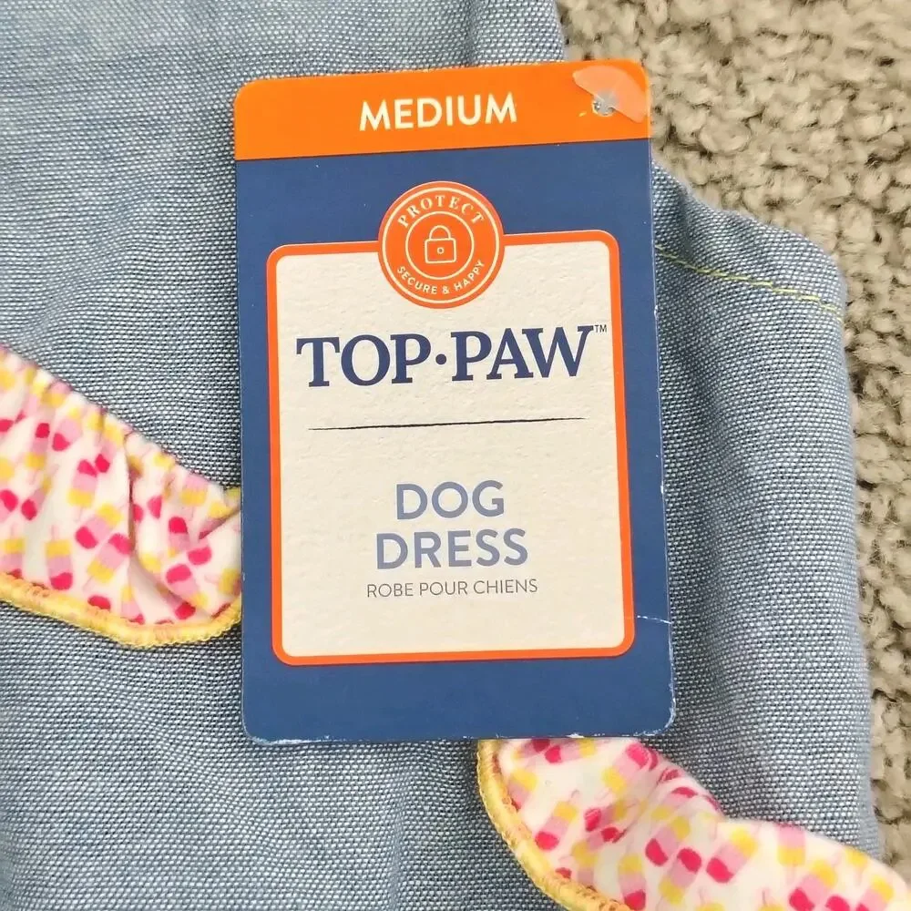 Top Paw Medium Denim Popsicle Ruffle Trim Dog Dress Summer NEW